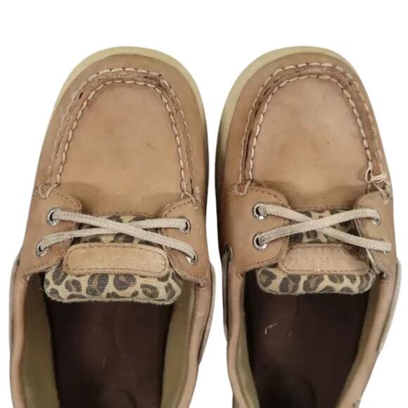 Sperry Shoes Women 9 Boat Loafer Angelfish Leather Leopard Nautical Preppy Brown - Picture 5 of 12